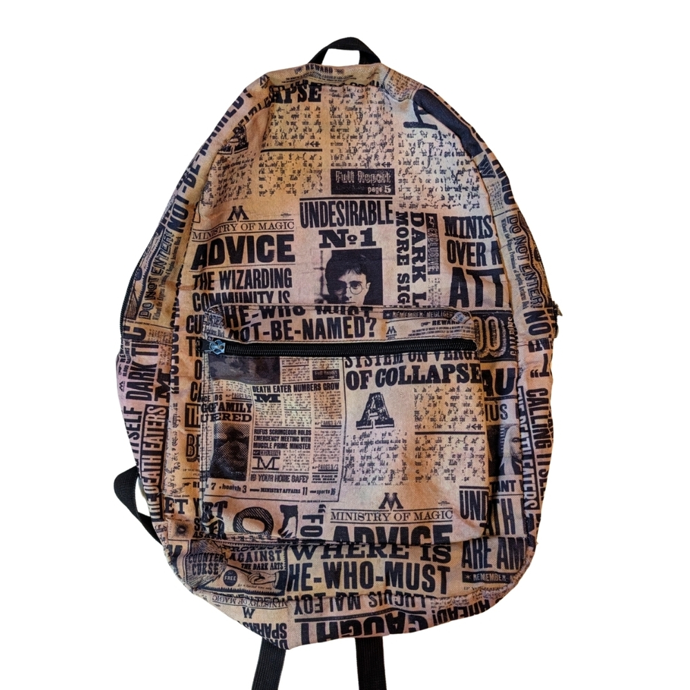 Harry Potter Newsprint Backpack with Black Accents